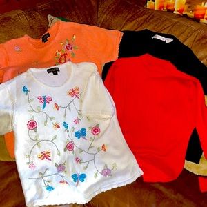 Lot of 4 short sleeve and long sleeve sweaters. Large